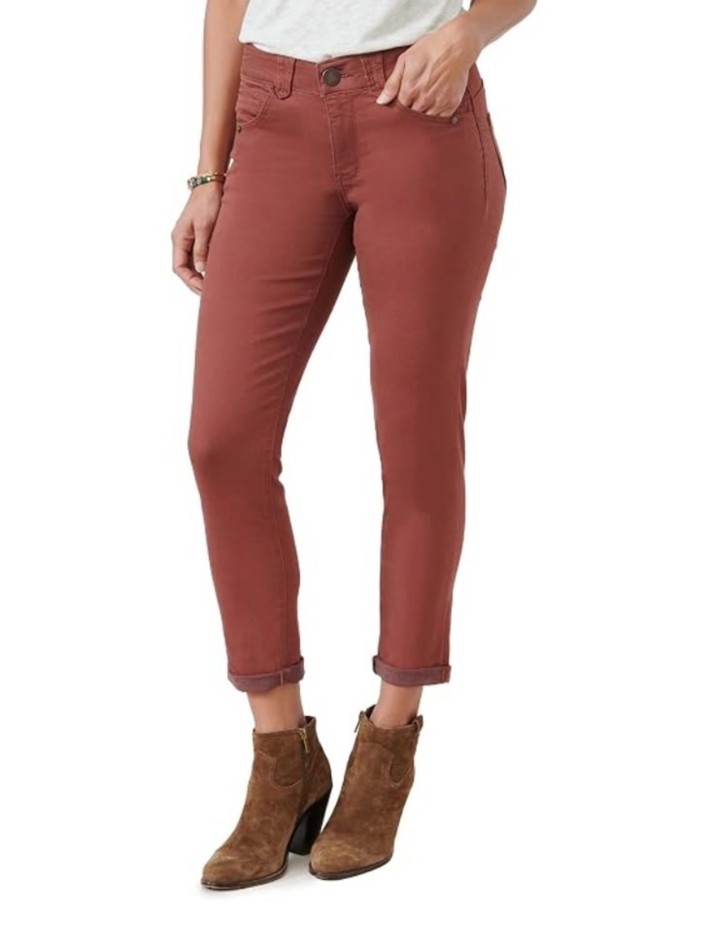 DEMOCRACY “Ab” Solution Skinny Jeans Size 12 Burgundy Stretch Mid Rise